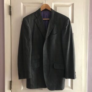 ETRO Wool Plaid Blazer US 38 IT 48 Luxury Made in Italy Career preppy Gray